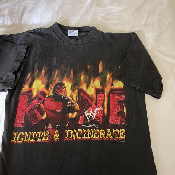 All Sport Other - Vintage 1999 Kane WWF All Over Flame Tee Shirt